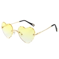 Lunettes de soleil cœur sans monture avec verres dégradés jaunes et branches dorées - Monture Dorée Dégradé Jaune