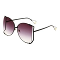 Lunettes de soleil papillon surdimensionnées avec verres dégradés violets et perles - Monture Noire Double Gris