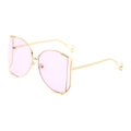 Lunettes de soleil oversize à verres roses, monture en métal doré et détails perle - Monture Dorée Verres Roses