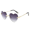 Gradient purple heart-shaped rimless sunglasses with gold metal temples and faceted edges - Gold Frame Gradient Grey