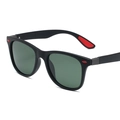 Polarisierte Sportsonnenbrille mit matt schwarzem Rahmen und roten Akzenten für Outdoor - Mattschwarzer Rahmen Grüne Gläser
