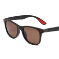 Classic matte black polarized sports sunglasses with brown lenses and red non-slip temple tips - Matte Tea Frame Tea Lens