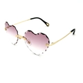 Frameless heart-shaped sunglasses with pink gradient wave lenses and gold metal frame - Gold Frame Purple Gradient