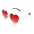 Frameless heart-shaped sunglasses with red gradient lenses and gold metal frame - Gold Frame Red Gradient