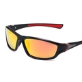 Lunettes de soleil de sport polarisées pour hommes avec monture noire et verres orange - Monture Noire Verres Miroir Rouge