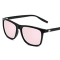 Classic square polarized sunglasses with glossy black frames and pink lenses - Black Frame Black Leg Pink Lens