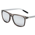 Polarized square sunglasses with semi-transparent grey frames and silver mirror lenses - Transparent Grey Frame Silver Mirror Lens