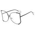 Occhiali da sole oversize neri in metallo con eleganti dettagli in perle sulle aste - Montatura Nera Lente Trasparente