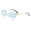 Lunettes de soleil sans monture goutte d'eau avec verres bleus et monture dorée - Monture Dorée Verres Bleu Transparents