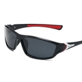 Lunettes de soleil sport polarisées homme, monture noire avec branches rouges - Monture Noire Verres Gris Branches Rouges