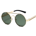 Retro steampunk round sunglasses with gold metal frame and dark green lenses - Gold Frame Dark Green Lenses