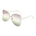 Occhiali da sole oversize in metallo dorato da donna con lenti sfumate e perle - Sfumatura da Grigio a Verde