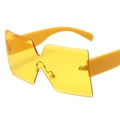 Unisex bright yellow rimless oversized square sunglasses with flat top integrated lens - Yellow Lens