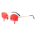 Unique melting lava teardrop sunglasses with red lenses and gold metal frame - Gold Frame Red Lenses