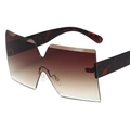 Gafas de sol oversize sin montura con lentes degradadas marrón y patillas de carey - Té Degradado