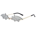 Gothic bat wing rimless sunglasses with silver lenses and gold metal frames - Gold Frame White Mirror Lens