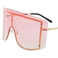Übergroße Sonnenbrille mit rosa Farbverlauf und roségoldenem Metallrahmen für Damen - Goldener Rahmen Rosa Verlauf