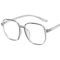 Fashionable oversized transparent TR90 square glasses frames for a stylish retro look - Transparent Gray