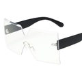 Gafas de sol oversize sin montura con lentes cuadradas transparentes y patillas negras - Plano