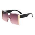 Lunettes de soleil carrées sans monture avec verres dégradés roses et accents dorés - Gris à Rose (C3)