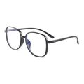 Occhiali neri TR90 oversize anti-luce blu presentati da un'angolazione di 45 gradi di lato - Nero Lucido