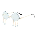 Lunettes de soleil nuage bleu sans monture avec cadre doré et pendentifs gouttes de pluie - Monture Dorée Verres Violets