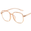 Stylish large square TR90 eyeglass frame in transparent peach pink for students - Clear Brown