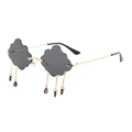 Lunettes de soleil nuage sans monture avec verres gris et pendentifs dorés mobiles - Monture Dorée Verres Gris