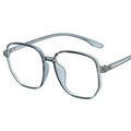 Trendy large frame TR90 glasses in translucent grey-blue finish with metal rivets - Haze Blue