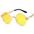 Occhiali da sole steampunk vintage con montatura dorata e lenti gialle tonde - Montatura Dorata Lenti Gialle