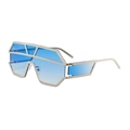 Futuristische Oversize-Schild-Sonnenbrille mit blauem Verlauf und silbernem Metallrahmen - Silberner Rahmen Blauer Verlauf