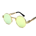 Occhiali da sole steampunk vintage con montatura in oro e lenti verde chiaro - Montatura Oro Specchio Oro