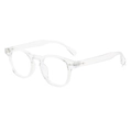 Classic round frame sunglasses in clear transparent resin with silver diamond stud accents - Full Clear Frame Clear Flat Lens