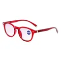 Occhiali da lettura bifocali con montatura rossa trasparente e lenti anti-luce blu +1.00 - 3.50 Diottrie / Bifocale Rosso