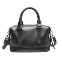 Borsa bowling classica in pelle nera con doppi manici e tracolla rimovibile - Nero