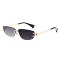 Frameless sunglasses with dark grey gradient lenses and gold claw metal accents - Gold Frame Gradient Grey to Grey