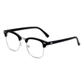 Occhiali da sole Clubmaster classici con montatura nera e bordo in metallo argentato - Nero Opaco Montatura Argentata