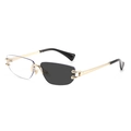 Frameless asymmetric sunglasses with one grey and one clear lens in gold metal frame - Gold Frame Clear to Grey