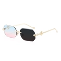 Lunettes de soleil octogonales sans monture avec verres dégradés et branches serpent - Monture Dorée Gris Rose Photochromique Gris