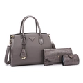 Set borse da donna 3 pezzi grigio scuro con trama a coccodrillo e tracolla regolabile - Grigio