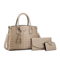 Set borse beige a 3 pezzi con motivo a coccodrillo, borsa a mano, pochette e portacarte - Set da 3 pezzi / Cachi