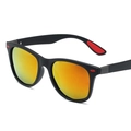 Polarized sports sunglasses with matte black frames and orange mirrored lenses - Matte Black Frame Orange Red Mirrored Lens