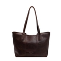 Borsa tote classica in pelle marrone scuro con design vintage minimalista per donna - Marrone