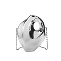 Futuristische zilveren acryl box bag met steentextuur en metallic spiegelglans - Zilver