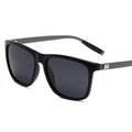 Polarized square sunglasses in gloss black frame with matte dark grey temple arms - Black Frame Gunmetal Temples Grey Lens