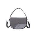 Gray twill saddle bag with silver glitter panels and metallic ring lock detail - Black Silver