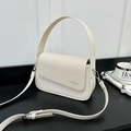 Bolso bandolera chic blanco crema con solapa tejida y correa ajustable moderna - Blanco Roto