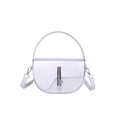Minimalist white crossbody bag with silver metal buckle and top handle detail - Silver