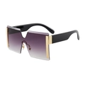 Lunettes de soleil sans monture oversize avec verres dégradés violets et métal doré - Bord Doré Double Gris (C6)