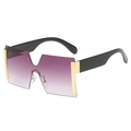 Oversized rimless sunglasses with purple gradient lenses and gold metal accents - Gold Border Gradient Purple (C11)